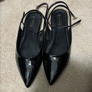 Express Glossy Black Slingback Heels
